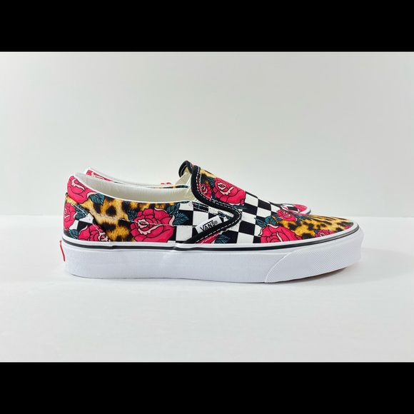 Vans Classic Slip-On Rose Animal Checkerboard Shoe - Picture 2 of 6